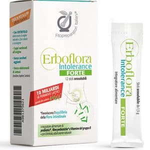 FITOPREPARATORI ITALIANI ERBOFLORA INTOLERANCE FORTE 12 STICK PACKS OROSOLUBILI DA 2 G SENZA ZUCCHERI AGGIUNTI SENZA GLUTINE NATURALMENTE PRIVO DI LATOSSIO