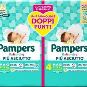 PAMPERS BABY DRY PANNOLINO DUO DOWNCOUNT MAXI 34 PEZZI