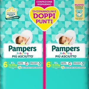 PAMPERS BABY DRY PANNOLINO DUO DOWNCOUNT XL 26 PEZZI