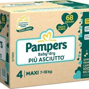 PAMPERS BABY DRY QUADRI PANNOLINO DOWNCOUNT MAXI 68 PEZZI
