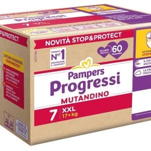 PAMPERS PROGRESSI MUTANDINO XXL TAGLIA 7 17+ KG 60 PEZZI QUADRI PACCO