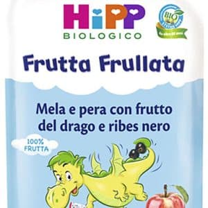HIPP BIO FRUTTA FRULLATA DRAGONE MELA PERA FRUTTA DEL DRAGORIBES NERO 90 G