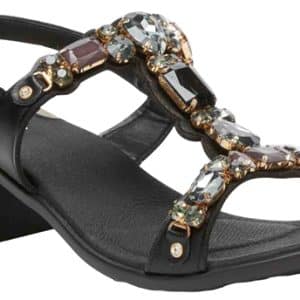 CALZATURA MURANO T-BAR SANDAL LAMINATED SYNTHETIC + STONES WBLACK 39