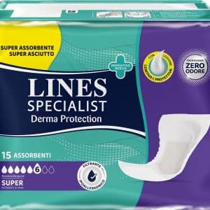 PANNOLONE PER INCONTINENZA LINES SPECIALIST DERMA PROTECTIONSAGOMATO ANATOMICO SUPER 15 PEZZI