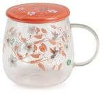 NEAVITA TAZZA IN VETRO CON COPERCHIO ROSA 450 ML INFUSI DI PRIMAVERA