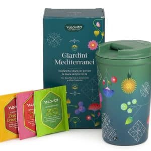 NEAVITA COFANETTO CON 6 FILTRI BIO ASSORTITI E MUG THERMOS 350 ML GIARDINI MEDITERRANEI