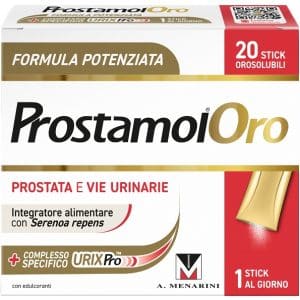 PROSTAMOL ORO 20 STICK OROSOLUBILI DA 1,6 G GUSTO FRUTTI ROSSI CON EDULCORANTI SENZA ZUCCHERI SENZA GLUTINE NATURALMENTEPRIVO DI LATTOSIO